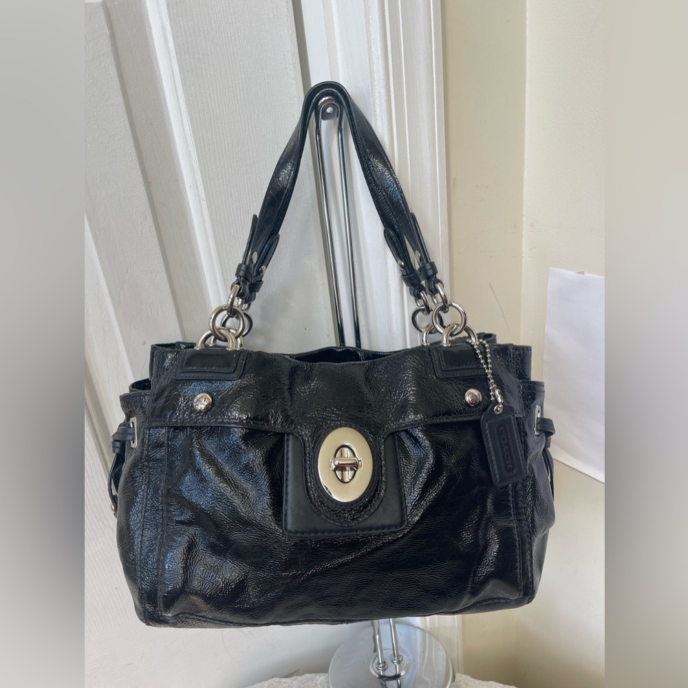 Coach Black Leather Bag EUC